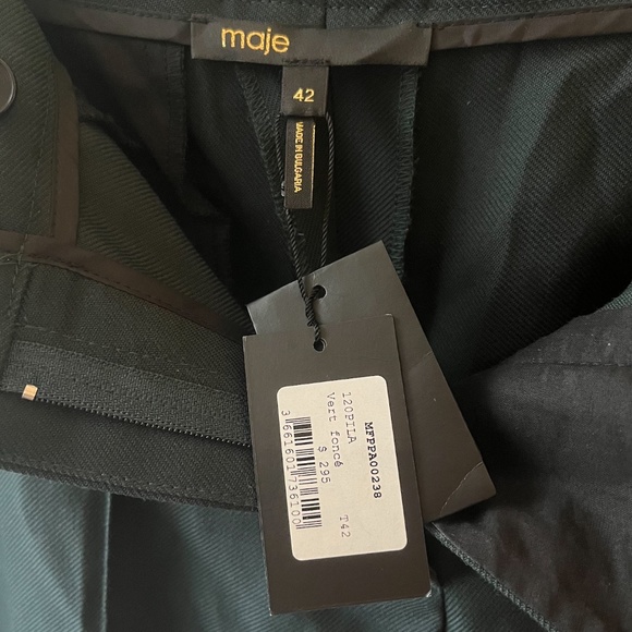 Maje Forrest Green Pin Tuck Pants - Picture 4 of 4